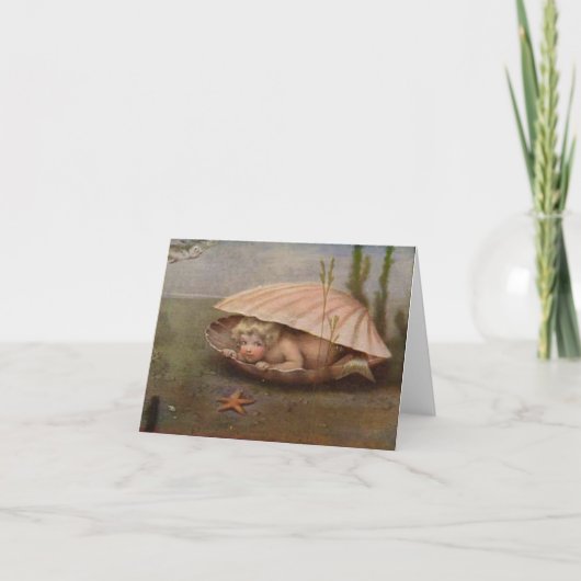 ヴィンテージマーメイドベビーノートカード カード (正面)