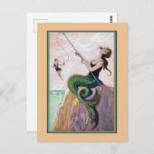 ヴィンテージマーメイドロマンチック ポストカード (正面/裏面)