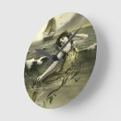 ヴィンテージマーメイド写真 ラウンド壁時計 (傾斜)