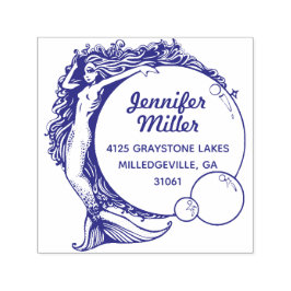 ヴィンテージマーメイド差出人住所スタンプ自己インキング セルフインキングスタンプ