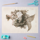 ヴィンテージマーメイド絵を描フローラ 薄葉紙 (クラフト)