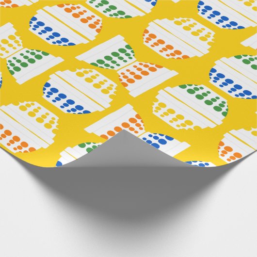 ヴィンテージミキシングボウルと水玉模様ワパターン（の模様が）あるラ ラッピングペーパー (角)