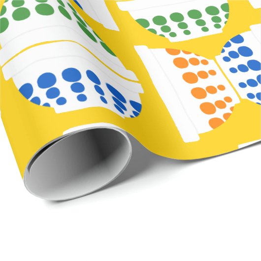 ヴィンテージミキシングボウルと水玉模様ワパターン（の模様が）あるラ ラッピングペーパー (ロールコーナー)