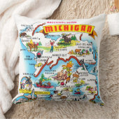 ヴィンテージミシガンのグリーティングマップ クッション (ブランケット)