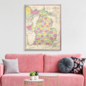 ヴィンテージミシガンの地図（1853年） キャンバスプリント (インサイチュ (リビング))