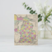 ヴィンテージミシガンの地図（1853年） ポストカード (スタンド正面)