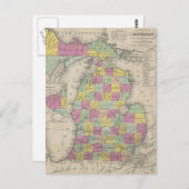 ヴィンテージミシガンの地図（1853年） ポストカード (正面/裏面)