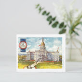 ヴィンテージミシガンキャピトルと印鑑はがき ポストカード (スタンド正面)