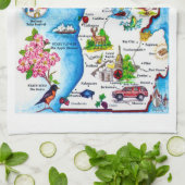 ヴィンテージミシガンマップ キッチンタオル (折り畳み)