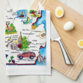 ヴィンテージミシガンマップ キッチンタオル (四つ折り)