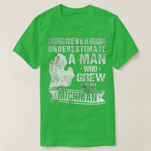 ヴィンテージミシガンマップ Tシャツ (デザイン正面)