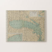 ヴィンテージミシガンレイクライトハウスマップ(1898) ジグソーパズル (横)