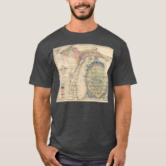 ヴィンテージミシガン地質の地図1873 Tシャツ