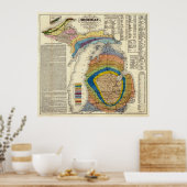 ヴィンテージミシガン地質図(1865) ポスター (キッチン)