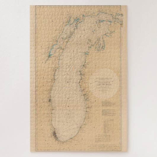 ヴィンテージミシガン湖の地図(1898) ジグソーパズル (縦)