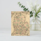 ヴィンテージミシガン鉄道地図(1876年) ポストカード (スタンド正面)