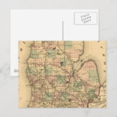 ヴィンテージミシガン鉄道地図(1876年) ポストカード (正面/裏面)