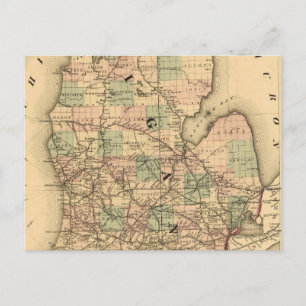 ヴィンテージミシガン鉄道地図(1876年) ポストカード