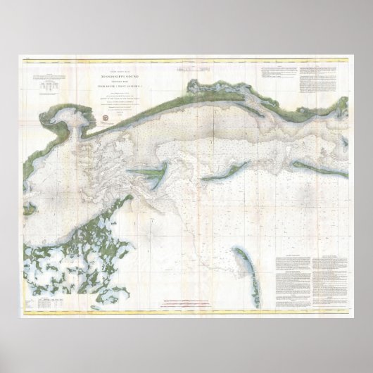 ヴィンテージミシシッピー音の地図(1866) ポスター (正面)