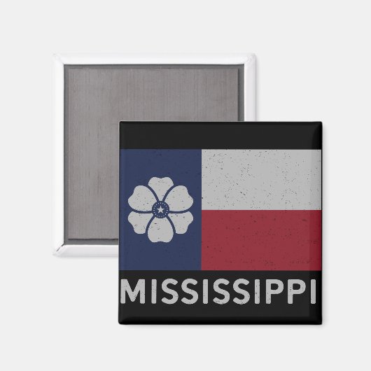 ヴィンテージミシシッピ州マグノリア州旗の再設計 マグネット (正面/裏面)