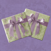 ヴィンテージミスティグリーンアンティークダマスクオールテシオン ラッピングペーパー