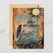 ヴィンテージミスティックレイヴンサンハッピーハローウィン ポストカード (正面/裏面)