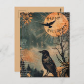 ヴィンテージミスティックレイヴンムーンハッピーハローウィンはがき ポストカード (正面/裏面)