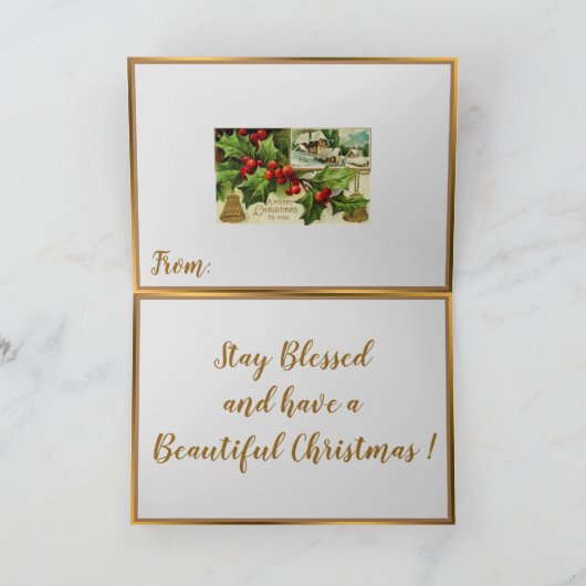 ヴィンテージミストレと雪のクリスマス シーズンカード (内部)