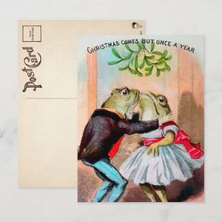 ヴィンテージミストレトーフログスクリスマスポストカード ポストカード