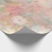 ヴィンテージミックスメディアレトロピンクフローラ白素朴 ラッピングペーパー (角)