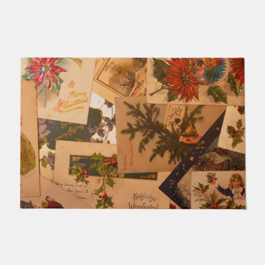 ヴィンテージミックスメリークリスマスポストカード  ドアマット (正面)