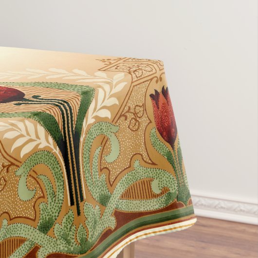 ヴィンテージミッションスタイルレッドチューリップパターン テーブルクロス (インサイチュ)