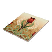 ヴィンテージミッションスタイルレッドチューリップフリーズ タイル (側面)