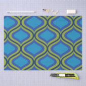 ヴィンテージミッドセンチュリーイエローブルーオージーパターン 薄葉紙 (クラフト)