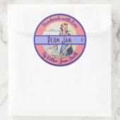 ヴィンテージミッドセンチュリーキッチンシーンとカスタム文字 ラウンドシール (バッグ)