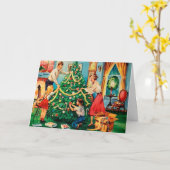 ヴィンテージミッドセンチュリークリスマスカード カード (黄色い花)