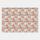 ヴィンテージミッドセンチュリークリスマス（赤と白） ラッピングペーパーシート (正面)