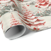 ヴィンテージミッドセンチュリークリスマス（赤と白） ラッピングペーパー (ロールコーナー)