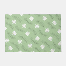 ヴィンテージミッドセンチュリーグリーン白い花柄