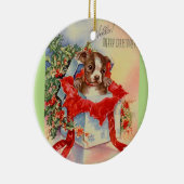 ヴィンテージミッドセンチュリービューティフルベビーボストンテリア セラミックオーナメント (右)