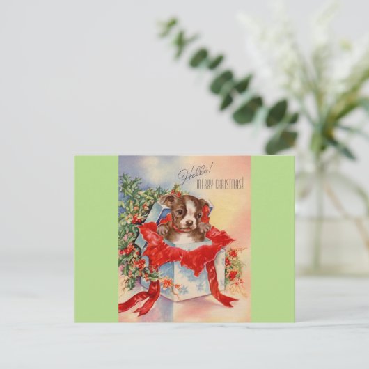 ヴィンテージミッドセンチュリービューティフルベビーボストンテリア ポストカード (スタンド正面)