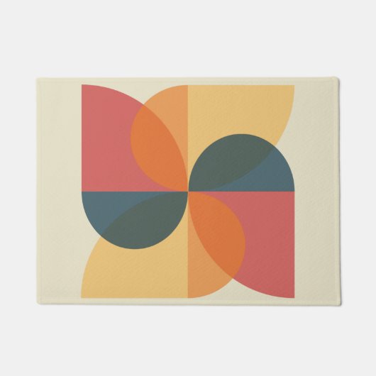 ヴィンテージミッドセンチュリーピンホイールアート ドアマット (正面)