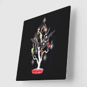 ヴィンテージミッドセンチュリーモダンアジアのクリスマスツリー スクエア壁時計 (傾斜)