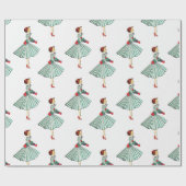 ヴィンテージミッドセンチュリーレトロクリスマスレディ ラッピングペーパー (フラット)