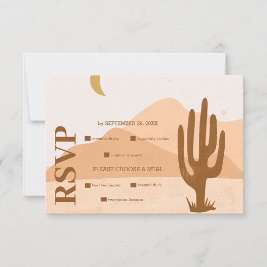 ヴィンテージミッドセンチュリー砂漠結婚の 出欠カード (正面)