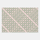 ヴィンテージミッドセンチュリー赤面ピンク、セージ&ブルー ラッピングペーパーシート (正面3)
