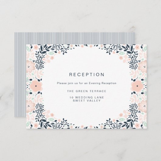 ヴィンテージミッドナイトフローラウェディングレセプションカード エンクロージャーカード (正面/裏面)