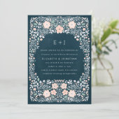 ヴィンテージミッドナイトフローラ結婚式招待状 招待状 (スタンド正面)