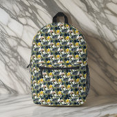 ヴィンテージミッドナイトブルーとイエローアイリスパターン プリントバックパック