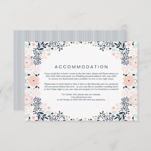 ヴィンテージミッドナイト結婚フローラの方向札 エンクロージャーカード (正面/裏面)